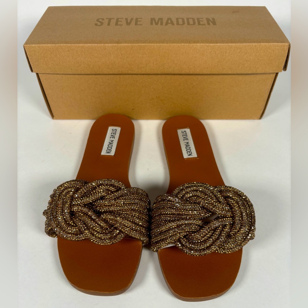 STEVE MADDEN Adore Rhinestone Sandals | Color: Bronze | Size: 6.5 | Comes w Box